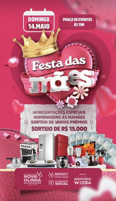 Prefeita de Nova Olinda do Maranhão realiza show de prêmios em homenagem ao Dia das Mães
